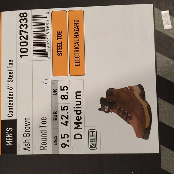ARIAT CONTENDER 6-INCH STEEL TOE BOOT Size 9.5 Medium - Picture 5 of 5